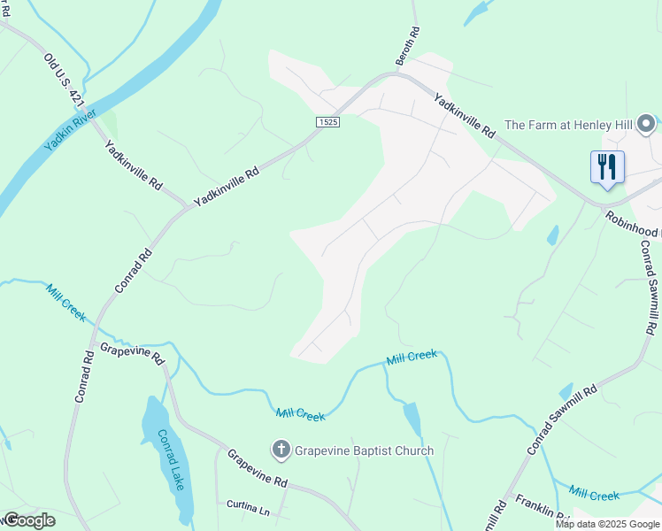 map of restaurants, bars, coffee shops, grocery stores, and more near 2188 Benwicke Drive in Pfafftown