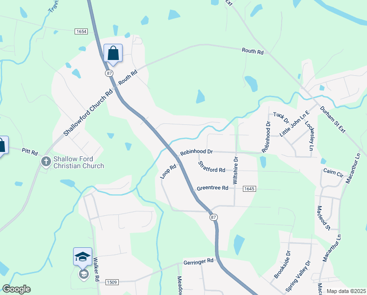 map of restaurants, bars, coffee shops, grocery stores, and more near 1917 Robinhood Drive in Burlington