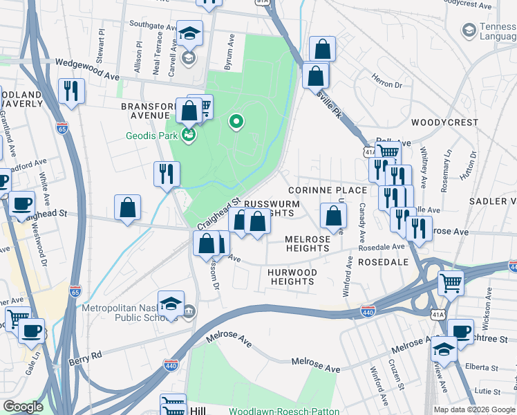 map of restaurants, bars, coffee shops, grocery stores, and more near 508 Waycross Drive in Nashville