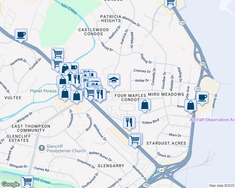 map of restaurants, bars, coffee shops, grocery stores, and more near 1000 Thompson Place in Nashville