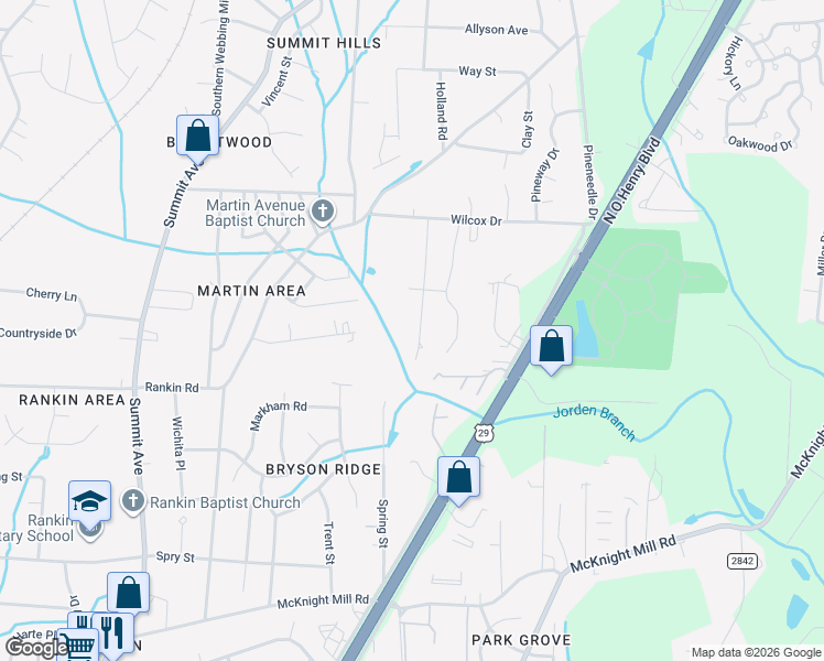 map of restaurants, bars, coffee shops, grocery stores, and more near 3611 Country Ridge Road in Greensboro