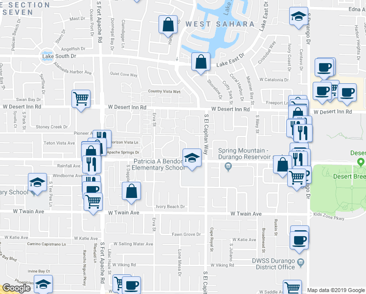 map of restaurants, bars, coffee shops, grocery stores, and more near 9070 Spring Mountain Road in Las Vegas