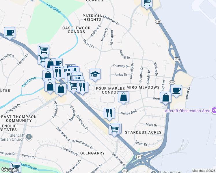 map of restaurants, bars, coffee shops, grocery stores, and more near 1020 Patricia Drive in Nashville