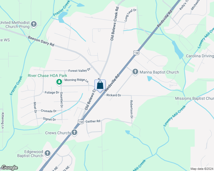 map of restaurants, bars, coffee shops, grocery stores, and more near 4321 Reidsville Road in Winston-Salem