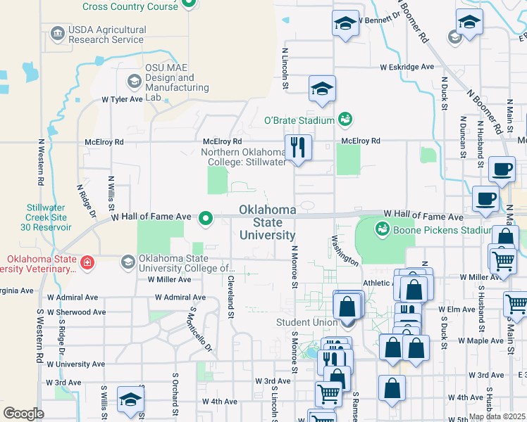 map of restaurants, bars, coffee shops, grocery stores, and more near in Stillwater