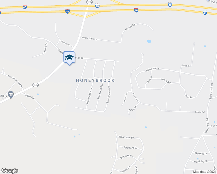 map of restaurants, bars, coffee shops, grocery stores, and more near 1586 Brookdale Avenue in Cookeville