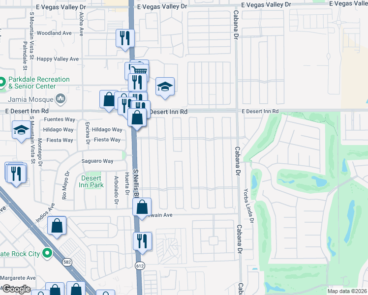 map of restaurants, bars, coffee shops, grocery stores, and more near 3406 Fort Smith Drive in Las Vegas