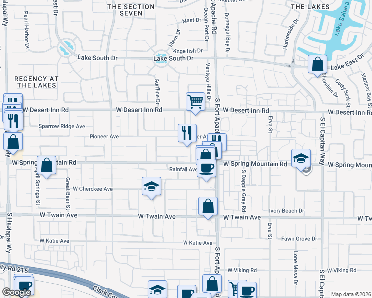 map of restaurants, bars, coffee shops, grocery stores, and more near 9511 Teton Vista Avenue in Las Vegas