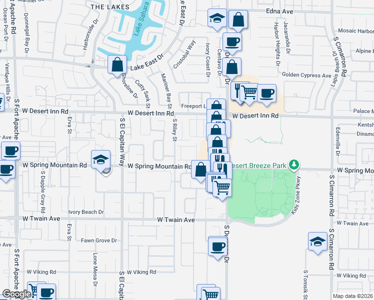 map of restaurants, bars, coffee shops, grocery stores, and more near 3396 Diego Bay Circle in Las Vegas