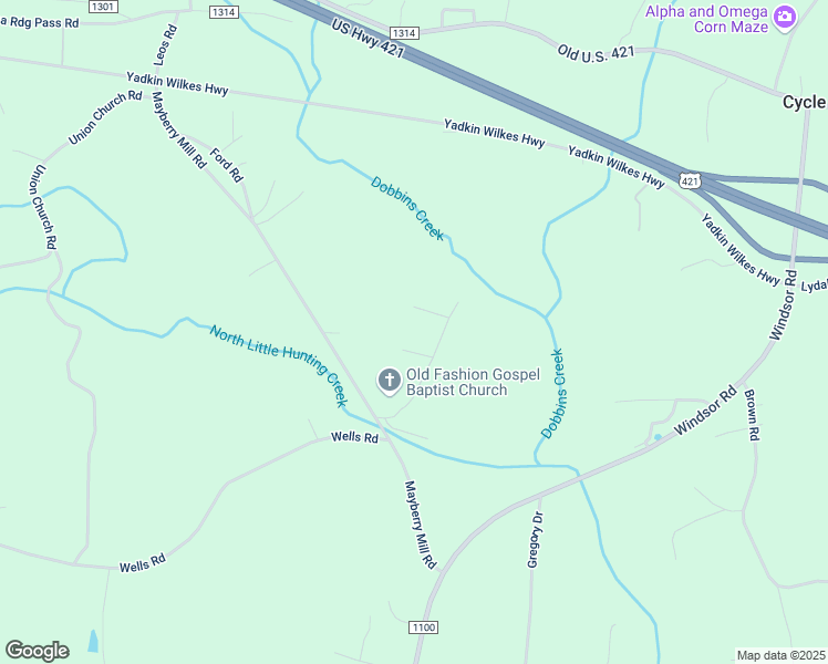 map of restaurants, bars, coffee shops, grocery stores, and more near 1122 Walnut Road in Hamptonville