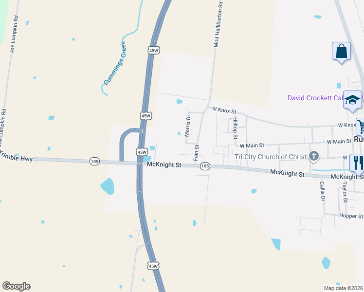 map of restaurants, bars, coffee shops, grocery stores, and more near 113 Morris Drive in Rutherford