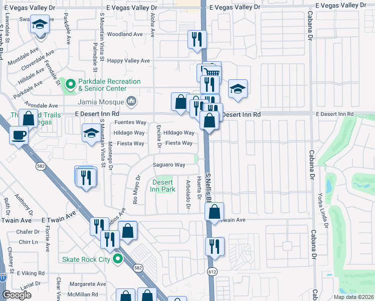 map of restaurants, bars, coffee shops, grocery stores, and more near 4938 Vista Flora Way in Las Vegas
