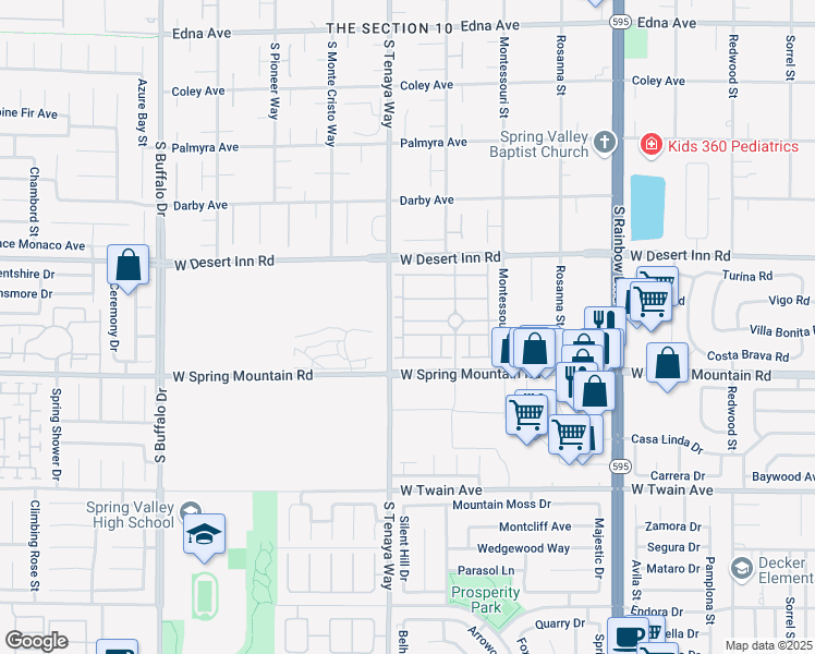 map of restaurants, bars, coffee shops, grocery stores, and more near 7311 Spring Flower Avenue in Las Vegas