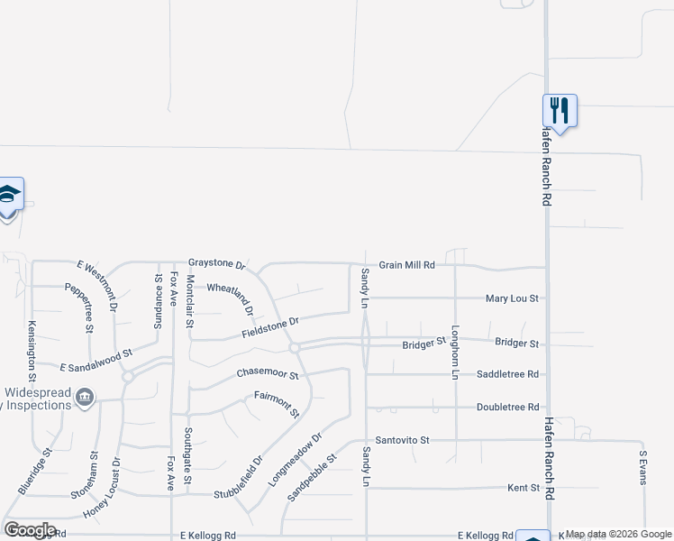 map of restaurants, bars, coffee shops, grocery stores, and more near 5400 Grain Mill Road in Pahrump
