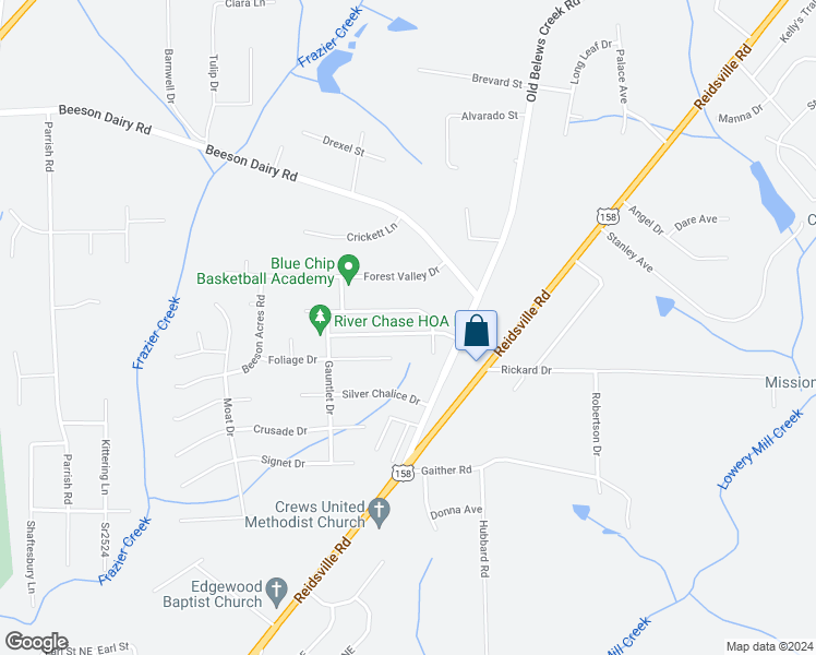 map of restaurants, bars, coffee shops, grocery stores, and more near 3969 Creekmoore Drive in Winston-Salem