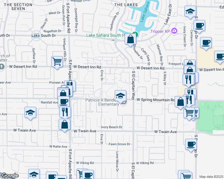 map of restaurants, bars, coffee shops, grocery stores, and more near 3450 Erva Street in Las Vegas