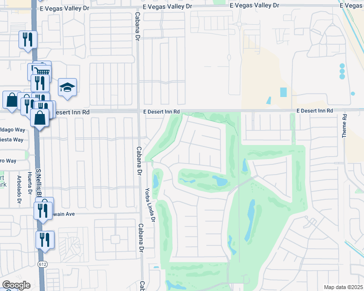 map of restaurants, bars, coffee shops, grocery stores, and more near 3409 Blue Ash Lane in Las Vegas