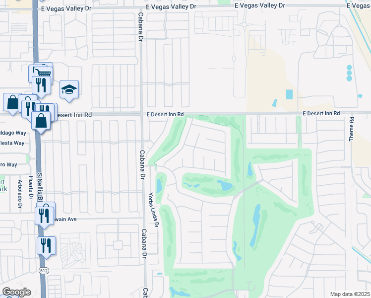 map of restaurants, bars, coffee shops, grocery stores, and more near 3409 Blue Ash Lane in Las Vegas