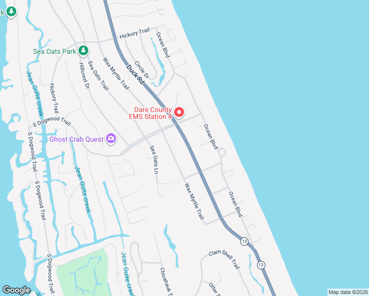 map of restaurants, bars, coffee shops, grocery stores, and more near 191 Duck Road in Kitty Hawk