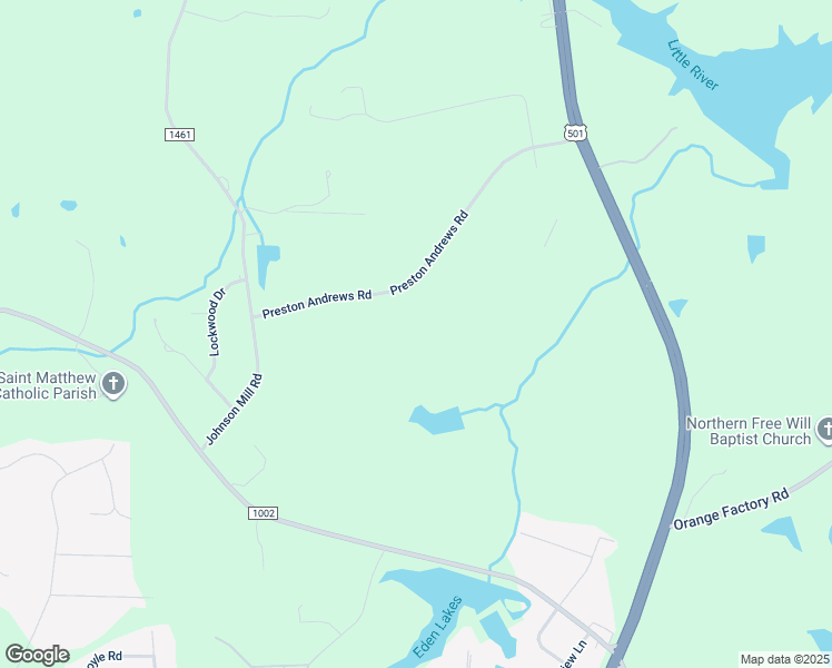 map of restaurants, bars, coffee shops, grocery stores, and more near Preston Andrews Road in Durham County
