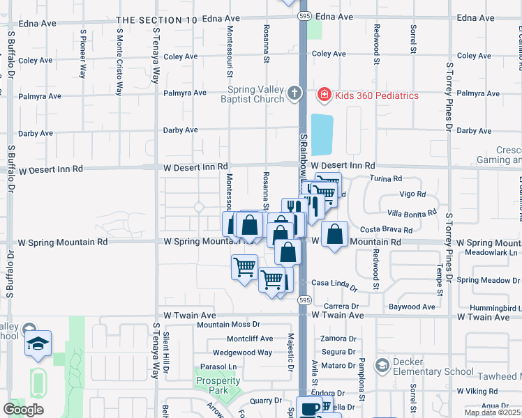 map of restaurants, bars, coffee shops, grocery stores, and more near 7020 King Solomons Court in Las Vegas