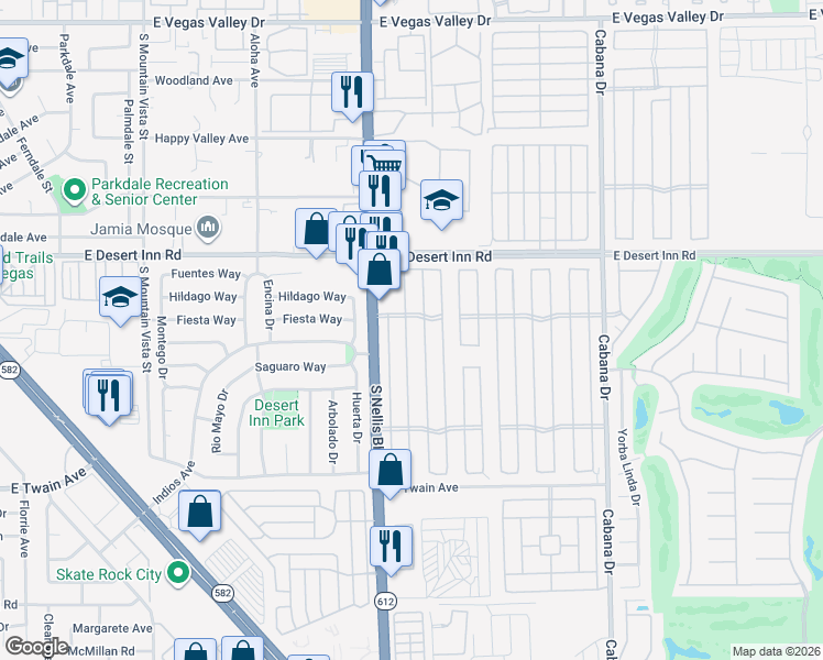 map of restaurants, bars, coffee shops, grocery stores, and more near 3402 Big Sur Drive in Las Vegas