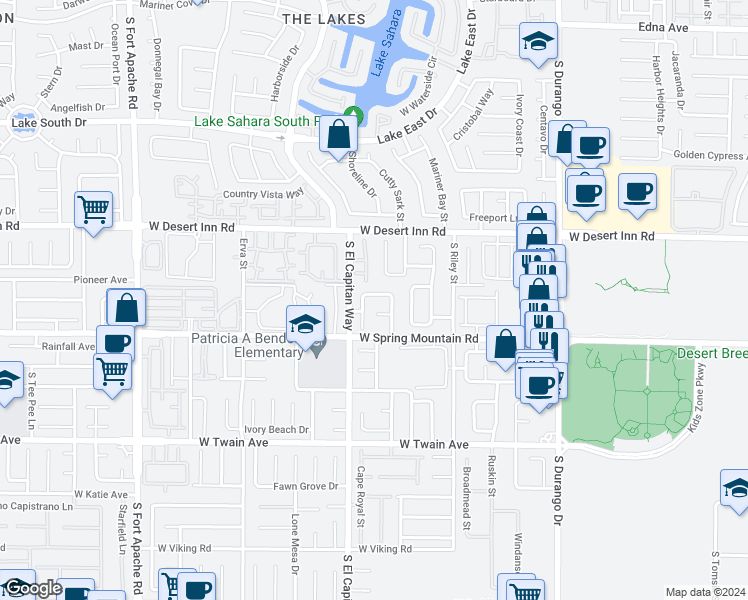 map of restaurants, bars, coffee shops, grocery stores, and more near 8953 Prominence Lane in Las Vegas