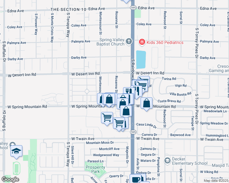 map of restaurants, bars, coffee shops, grocery stores, and more near 7020 King Solomons Court in Las Vegas