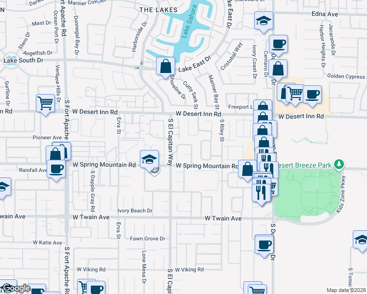 map of restaurants, bars, coffee shops, grocery stores, and more near 8953 Prominence Lane in Las Vegas
