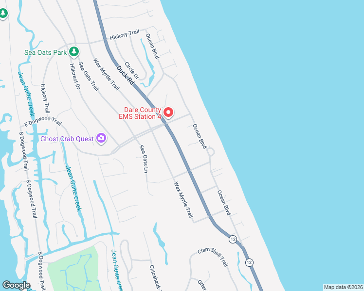 map of restaurants, bars, coffee shops, grocery stores, and more near 191 Duck Road in Kitty Hawk