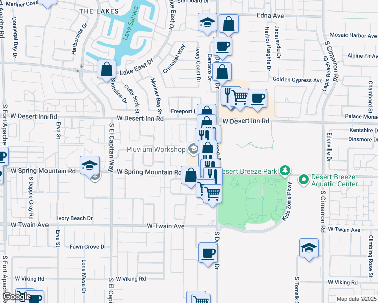 map of restaurants, bars, coffee shops, grocery stores, and more near 3418 Jade Flower Street in Las Vegas