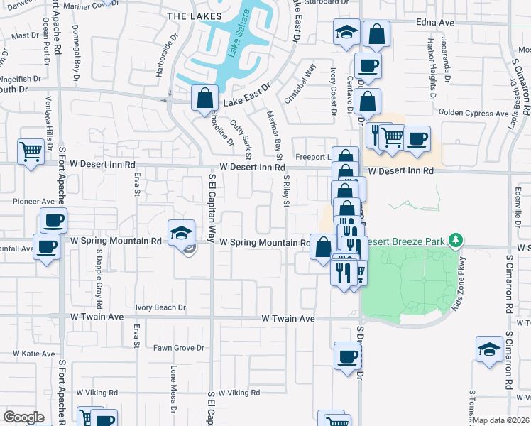 map of restaurants, bars, coffee shops, grocery stores, and more near 3412 Classic Bay Lane in Las Vegas