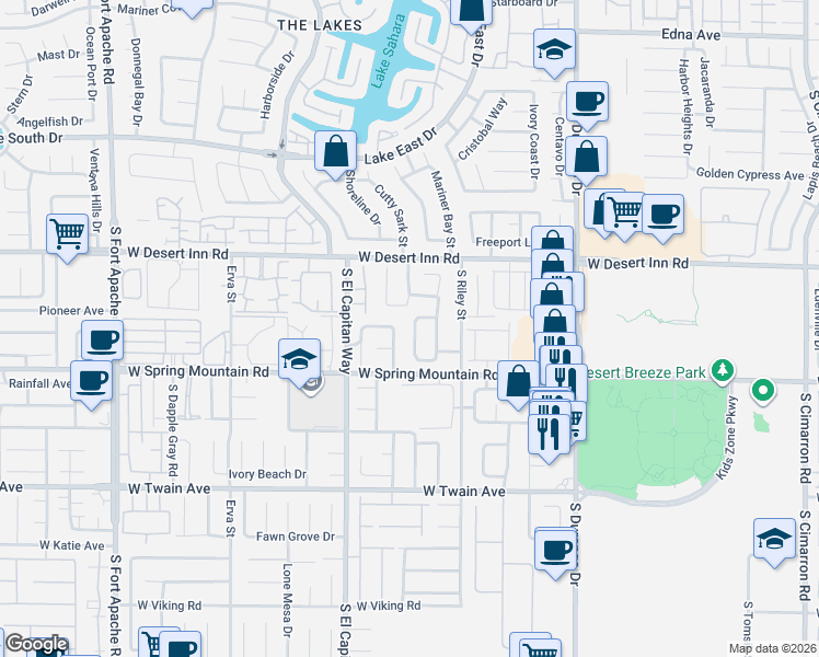 map of restaurants, bars, coffee shops, grocery stores, and more near 3405 Evening Sun Drive in Las Vegas