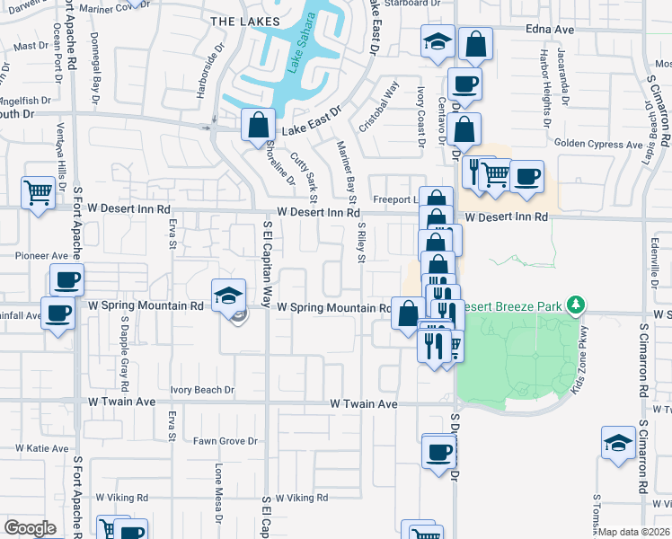 map of restaurants, bars, coffee shops, grocery stores, and more near 3411 Classic Bay Lane in Las Vegas