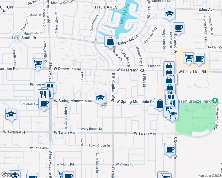 map of restaurants, bars, coffee shops, grocery stores, and more near 3420 Twilight Star Drive in Las Vegas
