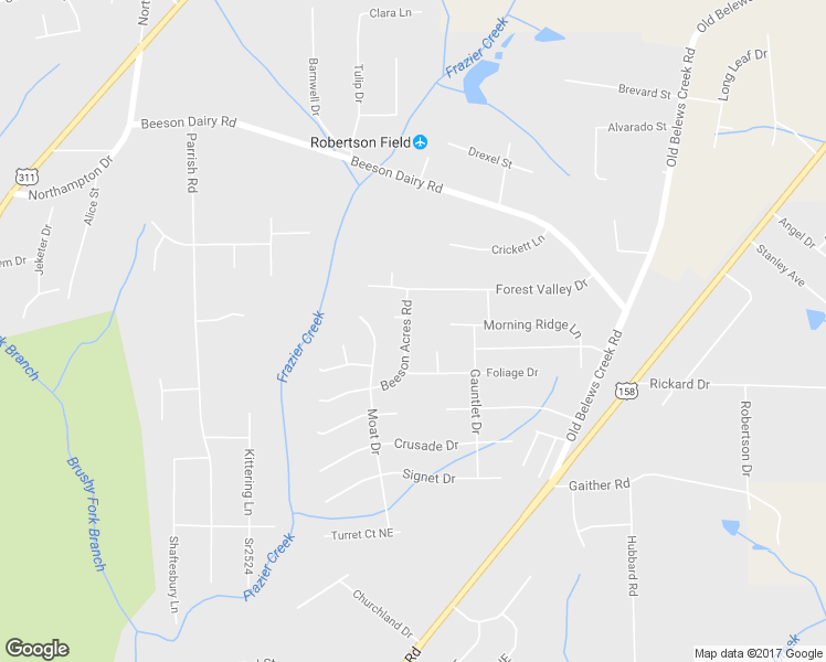 map of restaurants, bars, coffee shops, grocery stores, and more near 3355 Beeson Acres Road in Winston-Salem