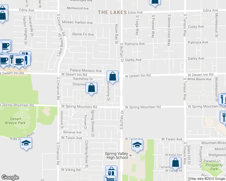 map of restaurants, bars, coffee shops, grocery stores, and more near 3389 Commendation Dr in Las Vegas