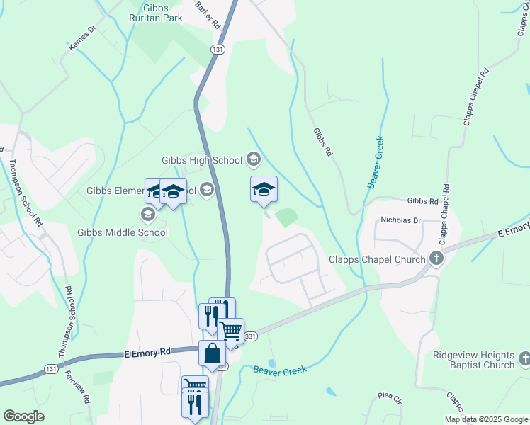 map of restaurants, bars, coffee shops, grocery stores, and more near 7628 Tazewell Pike in Corryton