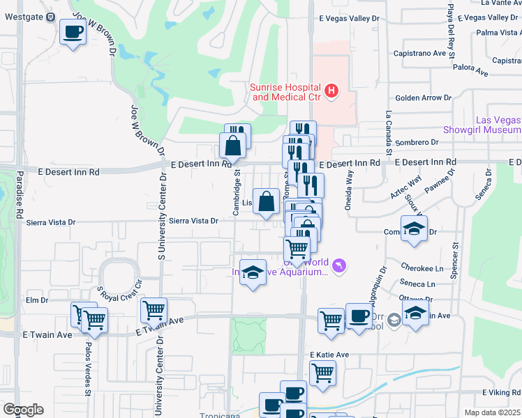 map of restaurants, bars, coffee shops, grocery stores, and more near 1077 Lisbon Avenue in Las Vegas