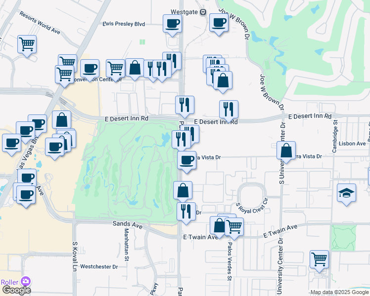 map of restaurants, bars, coffee shops, grocery stores, and more near in Paradise