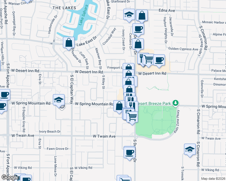 map of restaurants, bars, coffee shops, grocery stores, and more near 3396 Diego Bay Circle in Las Vegas