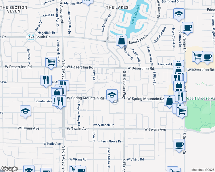 map of restaurants, bars, coffee shops, grocery stores, and more near 9070 Spring Mountain Road in Las Vegas
