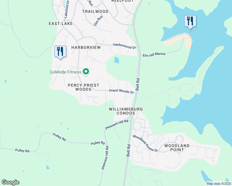 map of restaurants, bars, coffee shops, grocery stores, and more near 1302 Priest Woods Court in Nashville