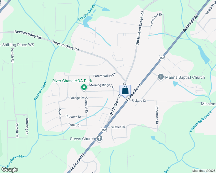map of restaurants, bars, coffee shops, grocery stores, and more near 4337 Morning Ridge Ln in Winston-Salem
