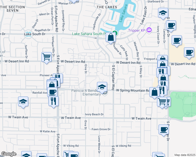 map of restaurants, bars, coffee shops, grocery stores, and more near 3450 Erva Street in Las Vegas