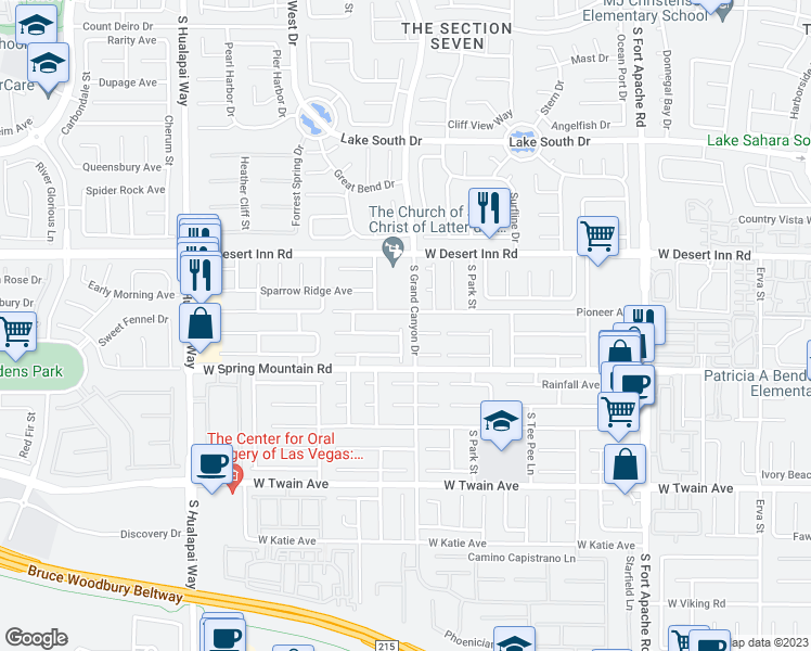 map of restaurants, bars, coffee shops, grocery stores, and more near 3424 South Gosling Street in Las Vegas