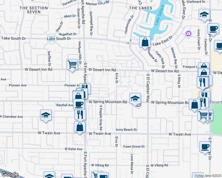 map of restaurants, bars, coffee shops, grocery stores, and more near 3345 Erva Street in Las Vegas