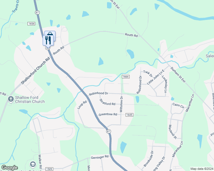 map of restaurants, bars, coffee shops, grocery stores, and more near 1850 Little John Lane West in Burlington