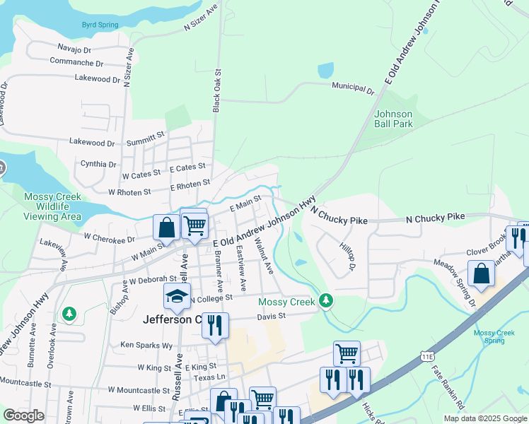 map of restaurants, bars, coffee shops, grocery stores, and more near 1932 Walnut Avenue in Jefferson City