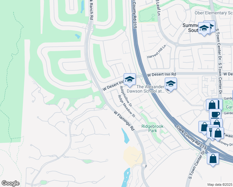 map of restaurants, bars, coffee shops, grocery stores, and more near 3415 Ridge Meadow Street in Las Vegas